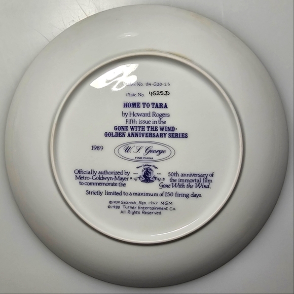 Gone with the Wind "Home to Tara" 1989 Plate #4525D - Picture 4 of 8